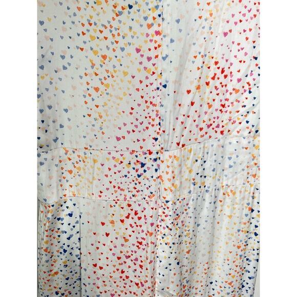 Hutch Multi Heart Short Sleeve V-Neck Button Front Hi-Low Maxi Dress White 12 - Picture 12 of 12